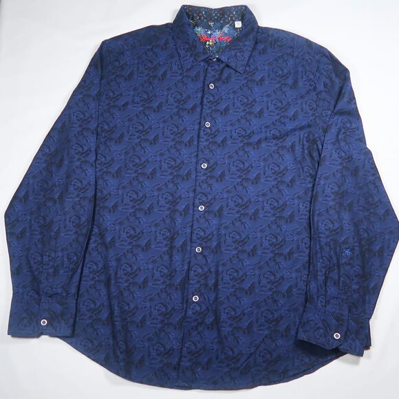 Robert Graham Mens Button Up Shirt 3XL Long Sleeve Floral Pattern Rose Flip Cuff - Picture 2 of 10